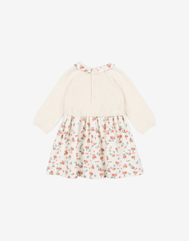 Abito in maglia rasata e velluto stampato Bianco Moschino 1