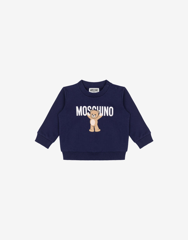 Felpa in cotone Moschino Teddy Bear stampata Blue Navy Moschino 0