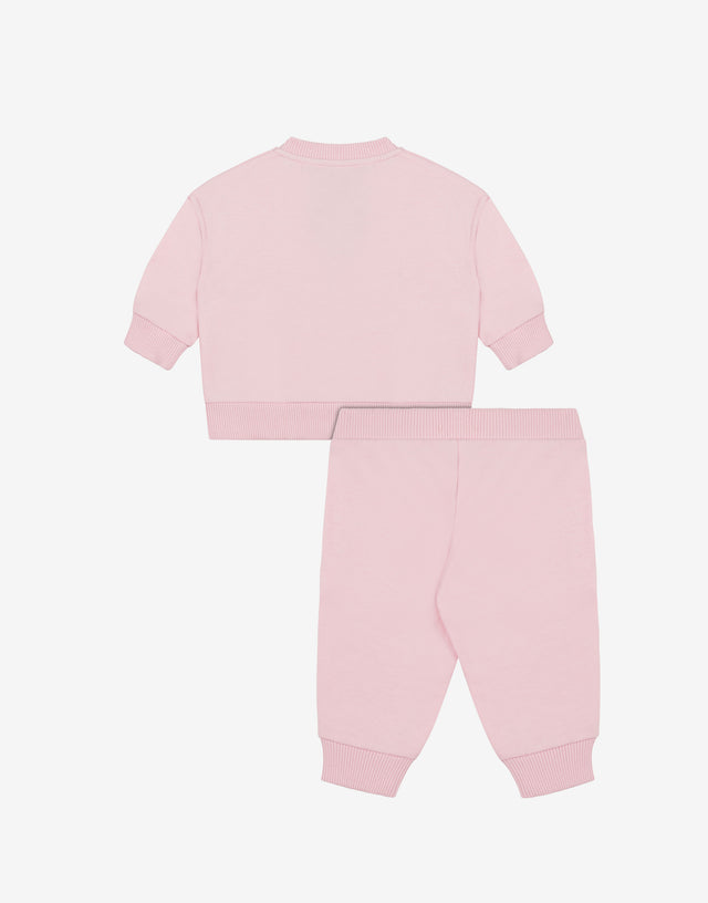 Completo tuta in felpa di cotone stampato Rosa chiaro Moschino 1