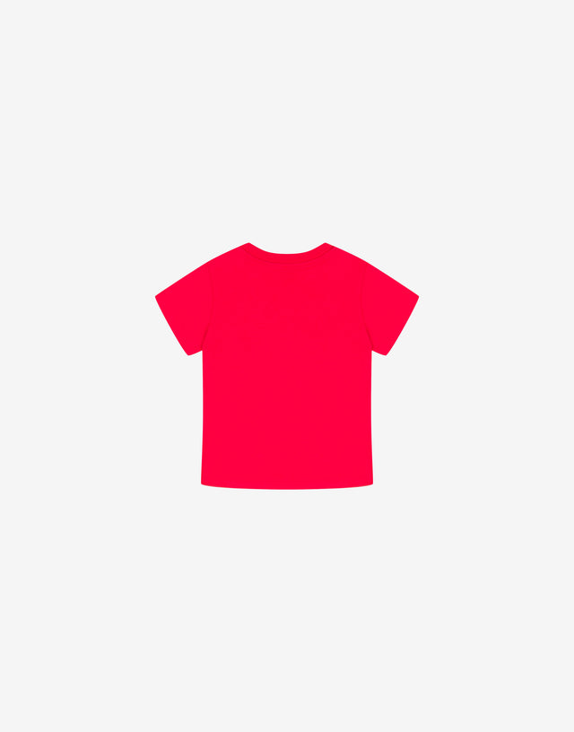T-shirt in jersey di cotone stampato Rosso Moschino 1