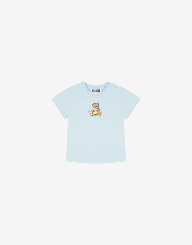 T-shirt in jersey di cotone Moschino Teddy Bear Azzurro Moschino 0