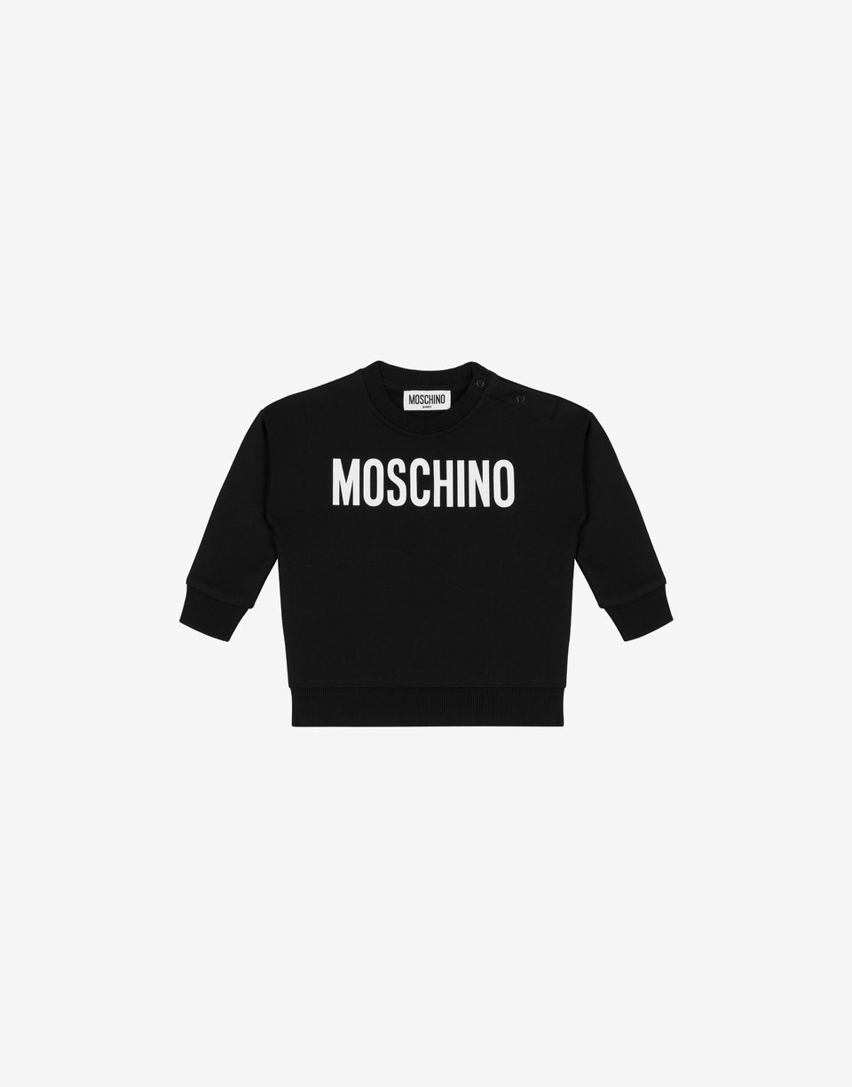 Logo Print Cotton Sweatshirt Black Moschino 0