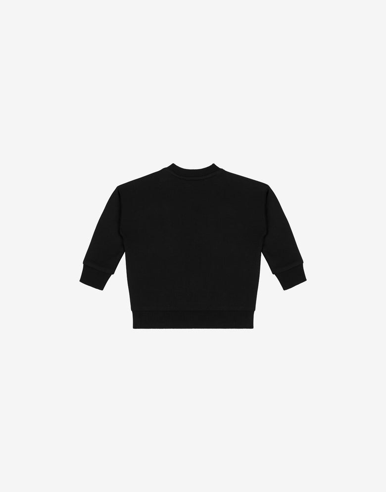 Logo Print Cotton Sweatshirt Black Moschino 1