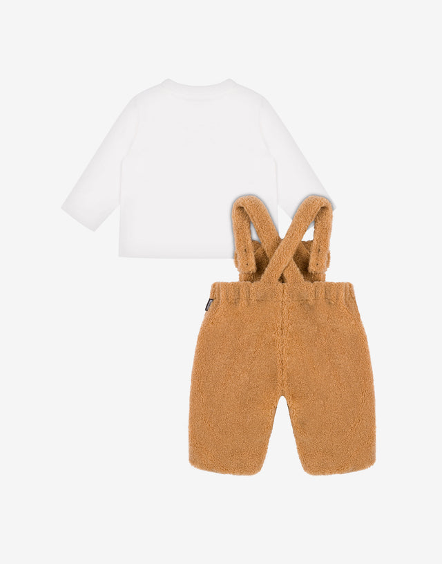 Ensemble T-shirt en coton et salopette en tissu doux  Caramel Moschino 1