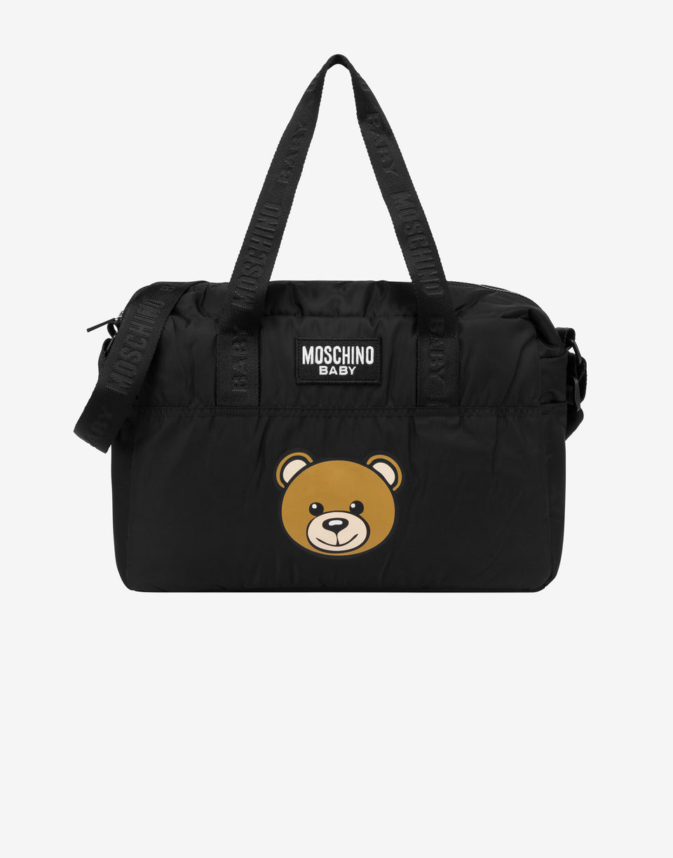 Teddy Bear nylon baby bag with changing mat Black Moschino 0