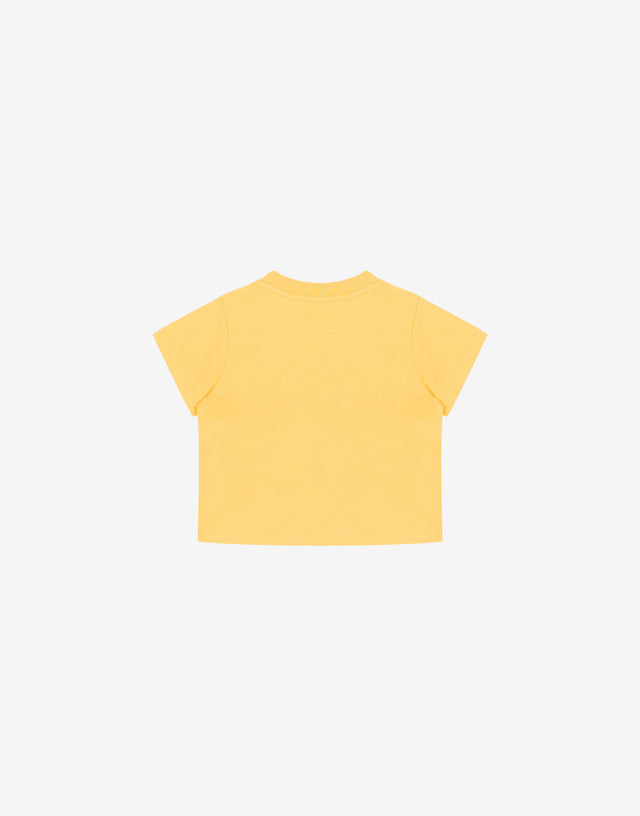T-shirt in jersey di cotone stampata Giallo Moschino 1