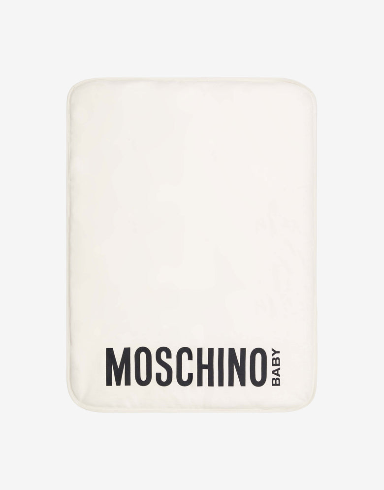 Fleece baby-changing bag with patch White Moschino 1