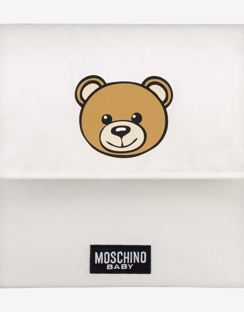 Fleece baby-changing bag with patch White Moschino 2