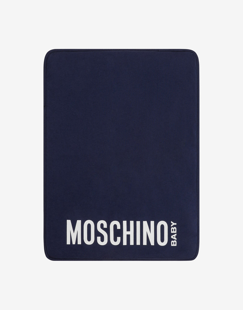Fleece baby-changing bag with patch Blue Navy Moschino 1
