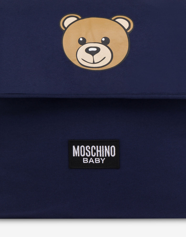 Fleece baby-changing bag with patch Blue Navy Moschino 2