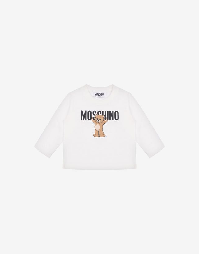 Maxi t-shirt in jersey di cotone Moschino Teddy Bear Bianco Moschino 0