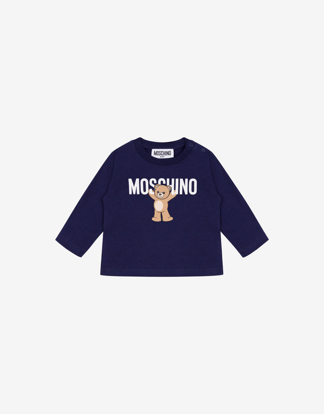 Maxi t-shirt in jersey di cotone Moschino Teddy Bear Blu Moschino 0