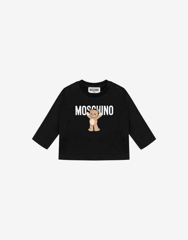 Maxi t-shirt in jersey di cotone Moschino Teddy Bear Nero Moschino 0
