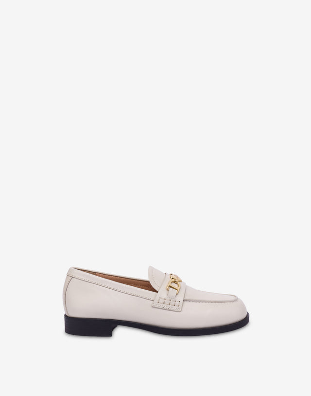 Mocassins universitaires en cuir de veau Blanc Love Moschino 1