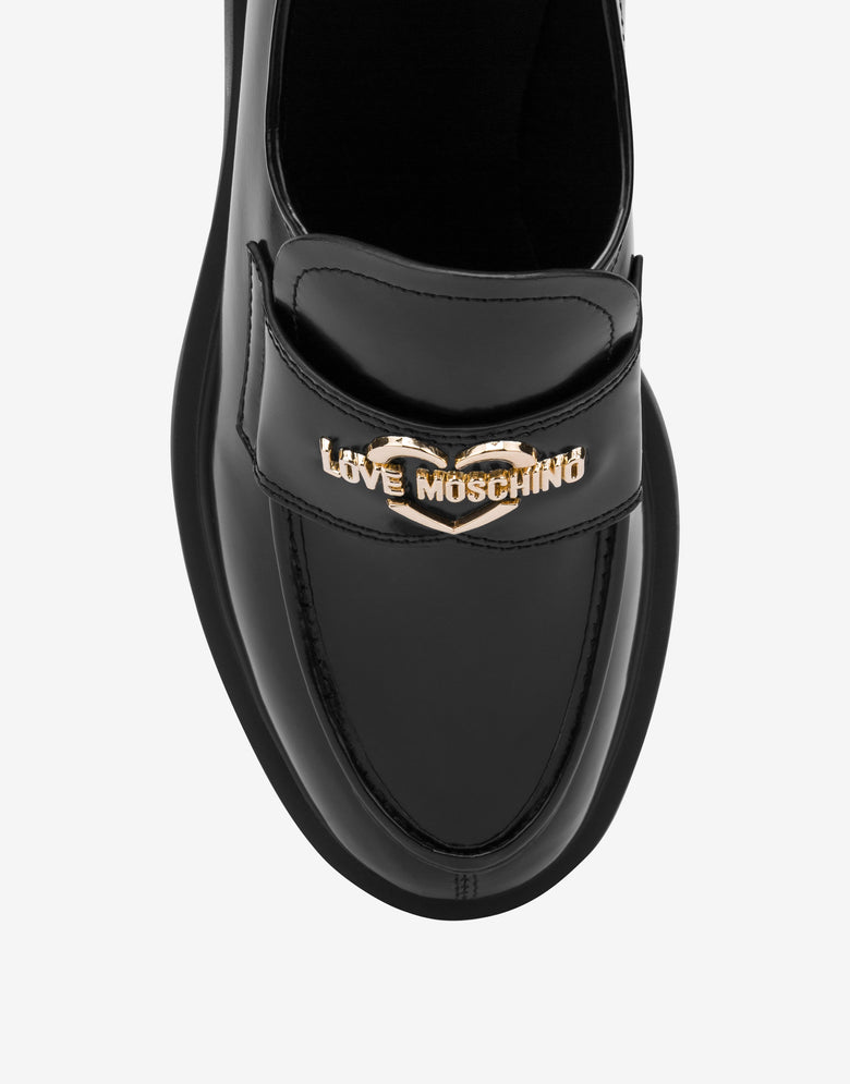 Abrasive Calfskin Moccasins City Love Black Love Moschino 3