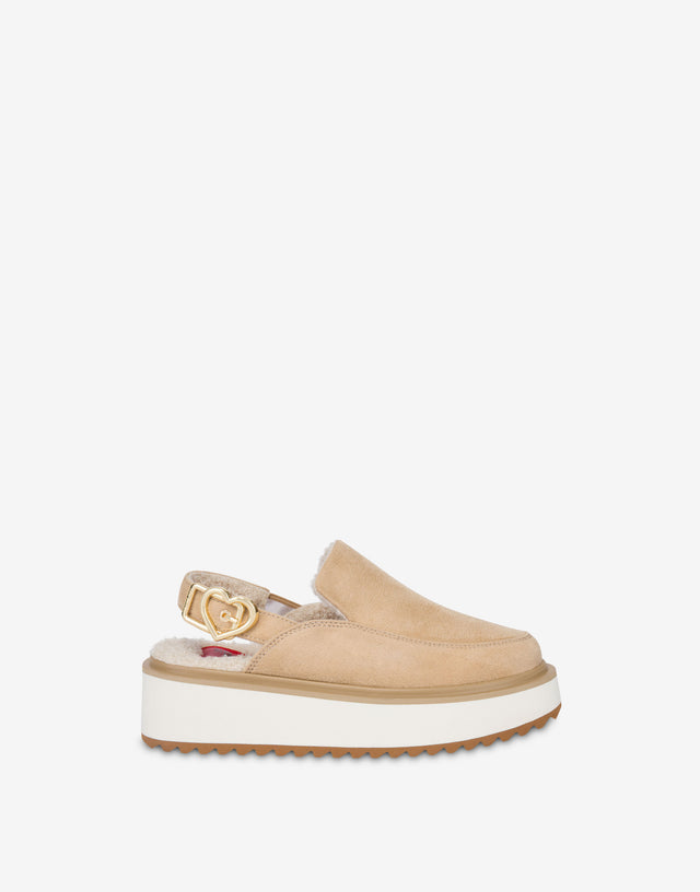 Mules en textile souple Beige Love Moschino 1