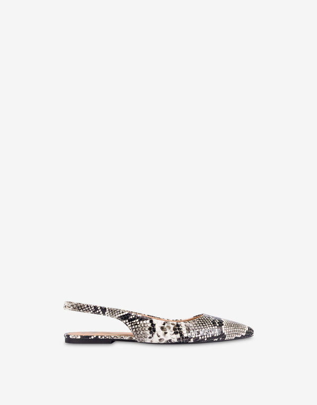 Ballerines en cuir de veau imprimé python Gris Love Moschino 1
