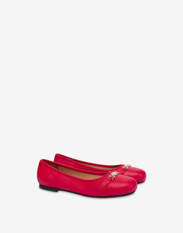 Ballerines en cuir nappa Rouge Love Moschino 0