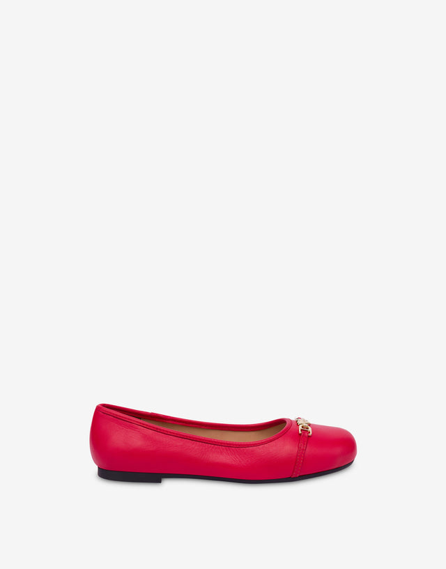 Ballerines en cuir nappa Rouge Love Moschino 1
