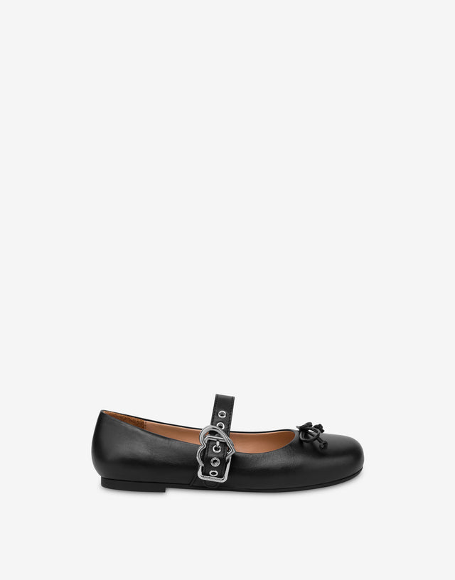 Ballerines en cuir nappa Noir Love Moschino 1