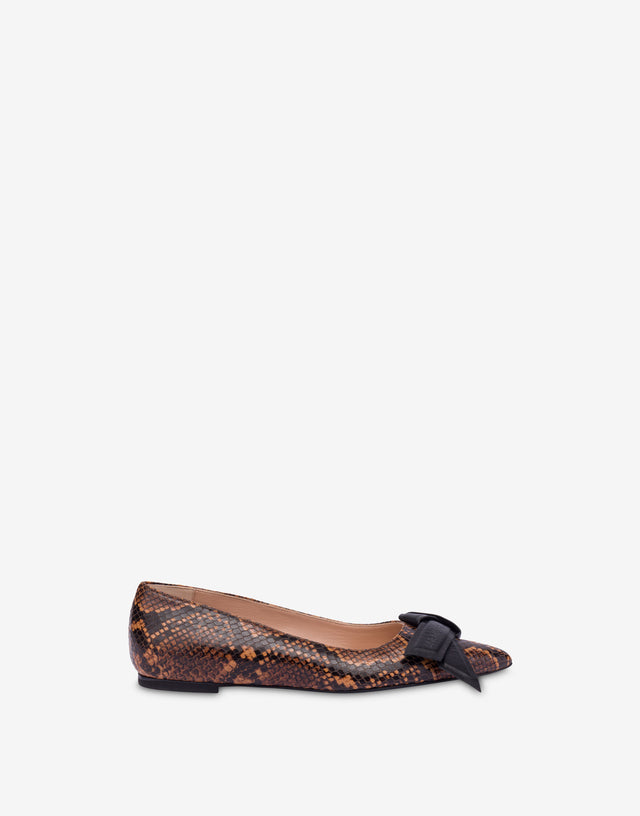 Ballerines en veau imprimé python Marron Love Moschino 1