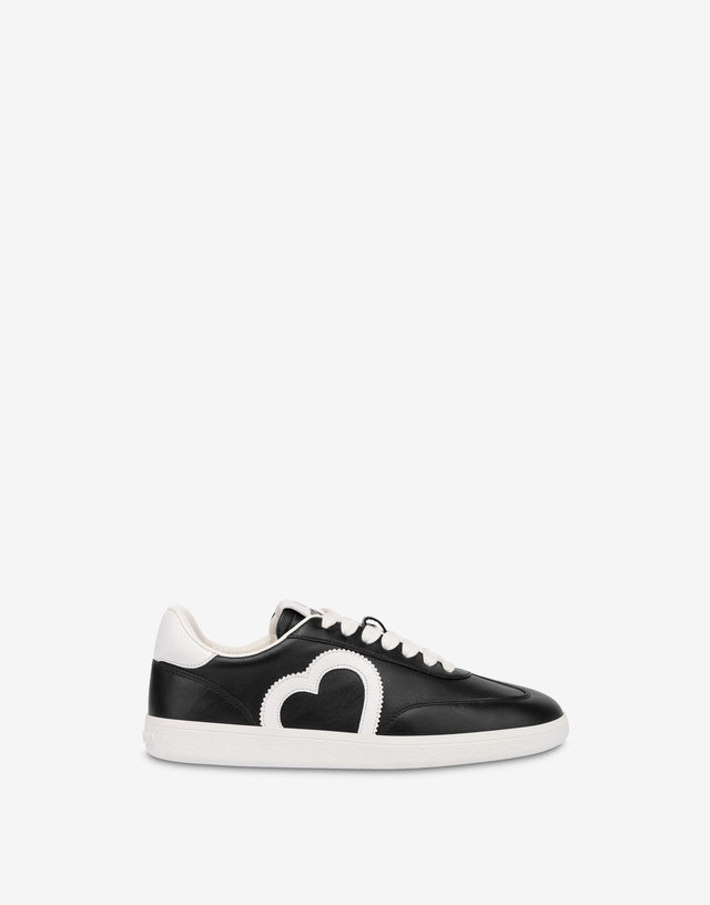 Baskets en peau d'agneau Noir Love Moschino 1