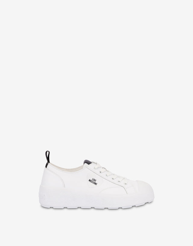 Baskets en cuir de veau Blanc Love Moschino 1