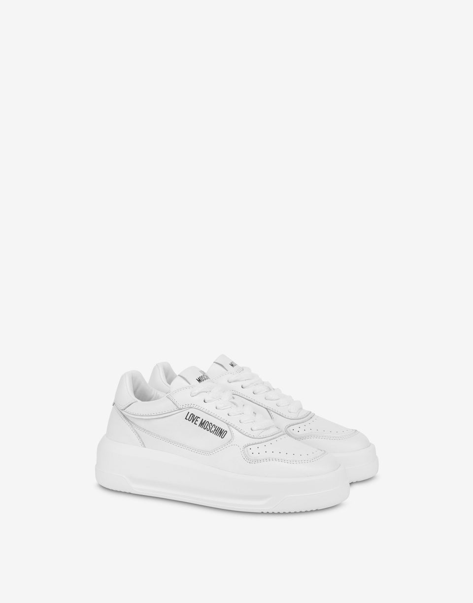 Sneakers en cuir de veau Blanc Love Moschino 0