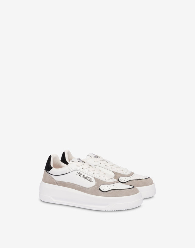Baskets en daim et peau de veau Blanc Love Moschino 0