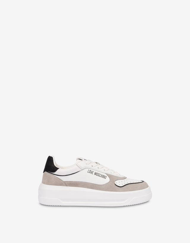 Baskets en daim et peau de veau Blanc Love Moschino 1