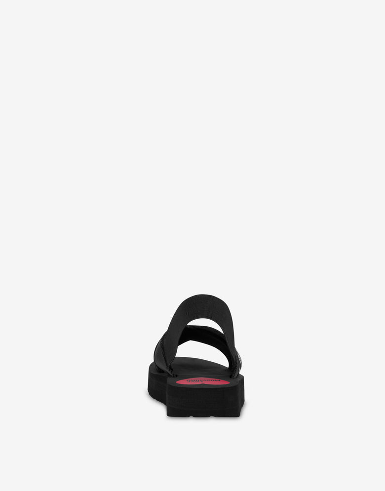 Crossed sandals with logoed ribbons Black Love Moschino 2