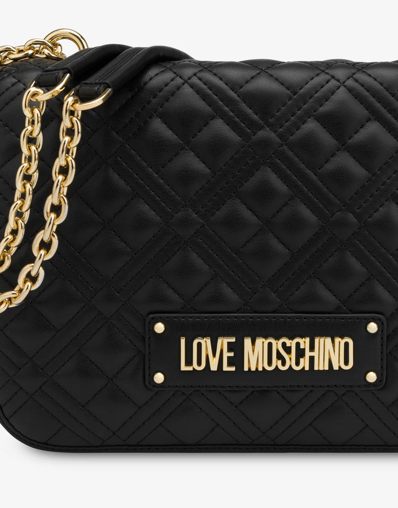 Shiny Quilted shoulder bag Black Love Moschino 3