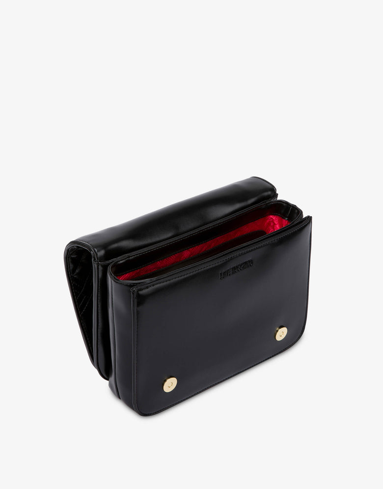 Shoulder bag of eco leather with logo Black Love Moschino 2