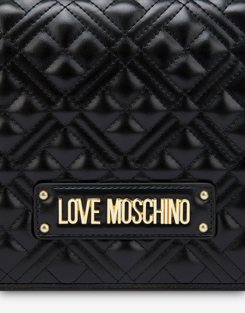 Shoulder bag of eco leather with logo Black Love Moschino 3