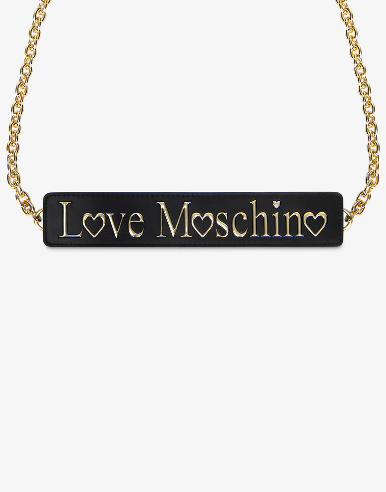 Shoulder bag of eco leather with logo Black Love Moschino 4