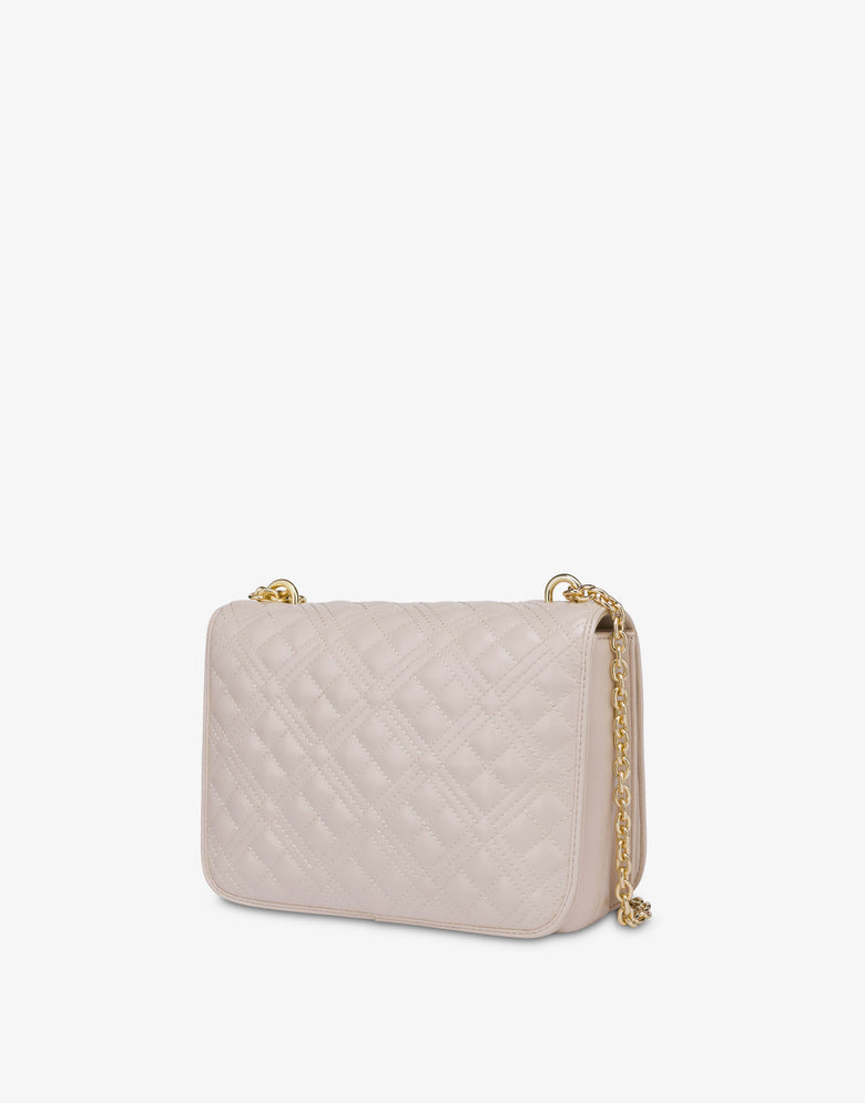 Quilted shoulder bag with logo Ivory Love Moschino 1