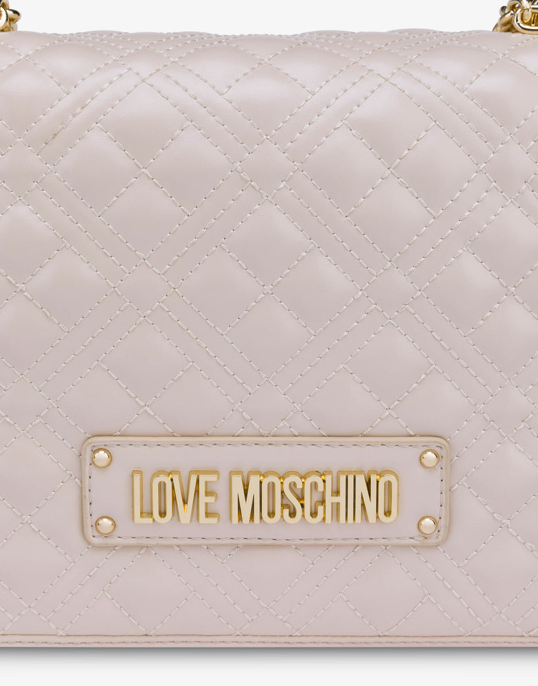 Quilted shoulder bag with logo Ivory Love Moschino 3