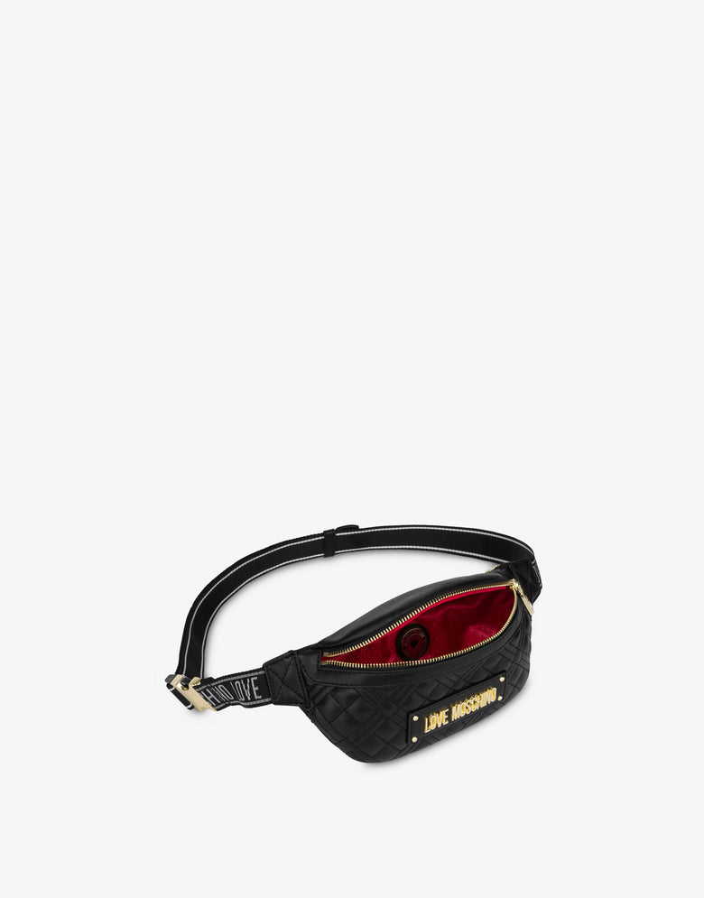 New Shiny Quilted waist bag Black Love Moschino 2