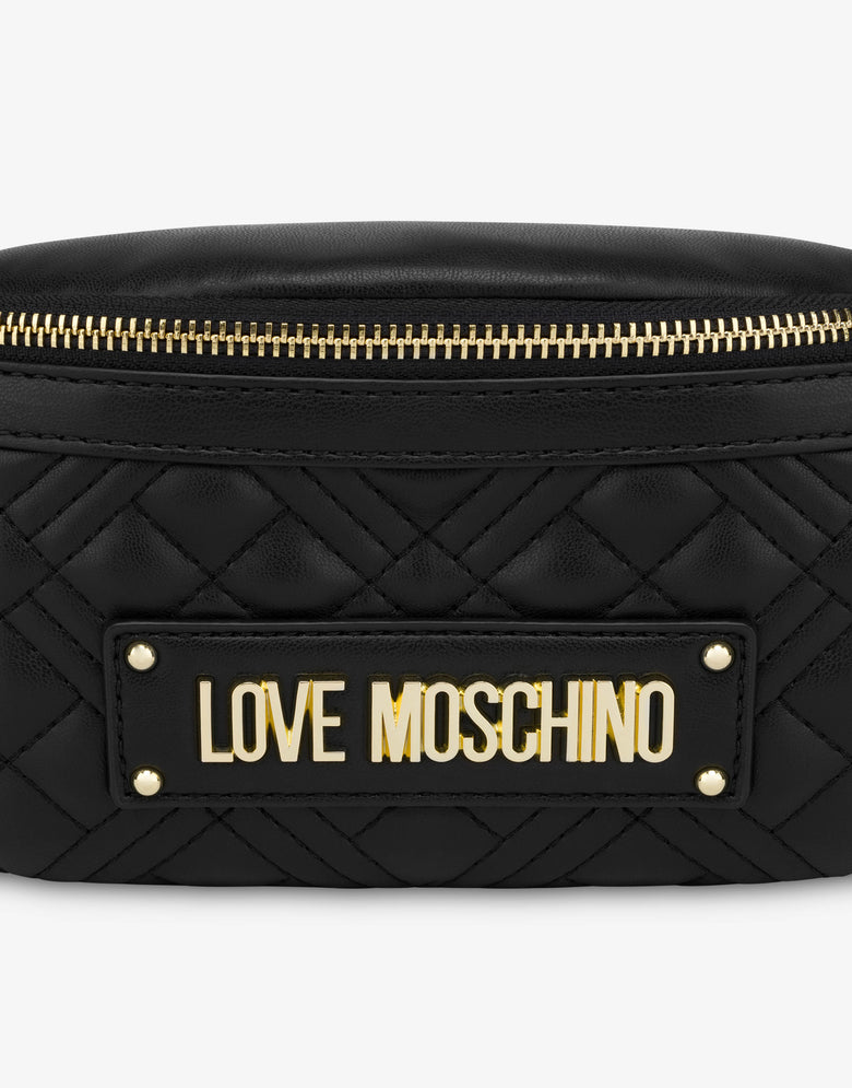New Shiny Quilted waist bag Black Love Moschino 2