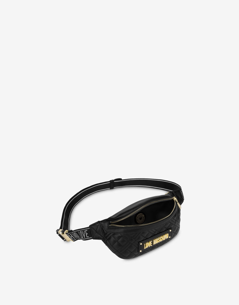 New Shiny Quilted waist bag Black Love Moschino 3