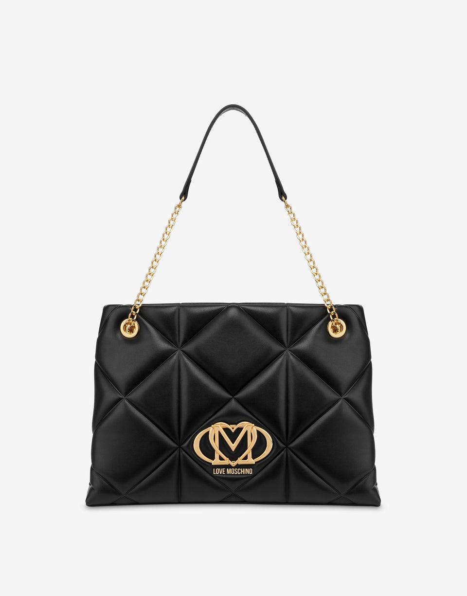Quilted shopper bag Embossed Black Love Moschino 0