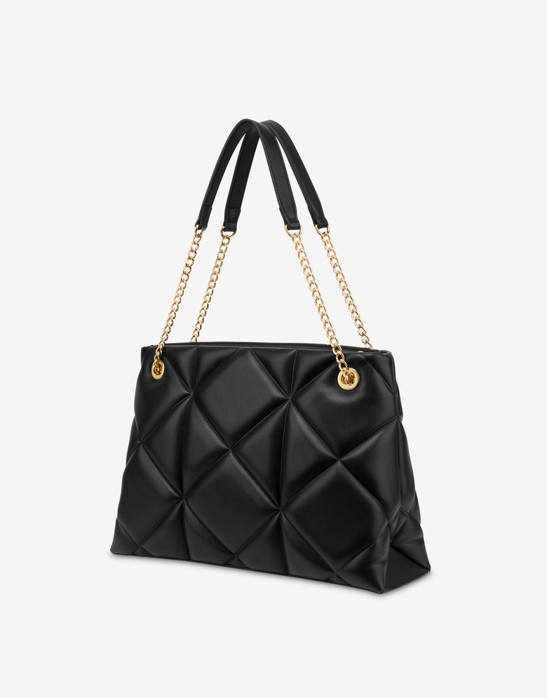 Quilted shopper bag Embossed Black Love Moschino 1