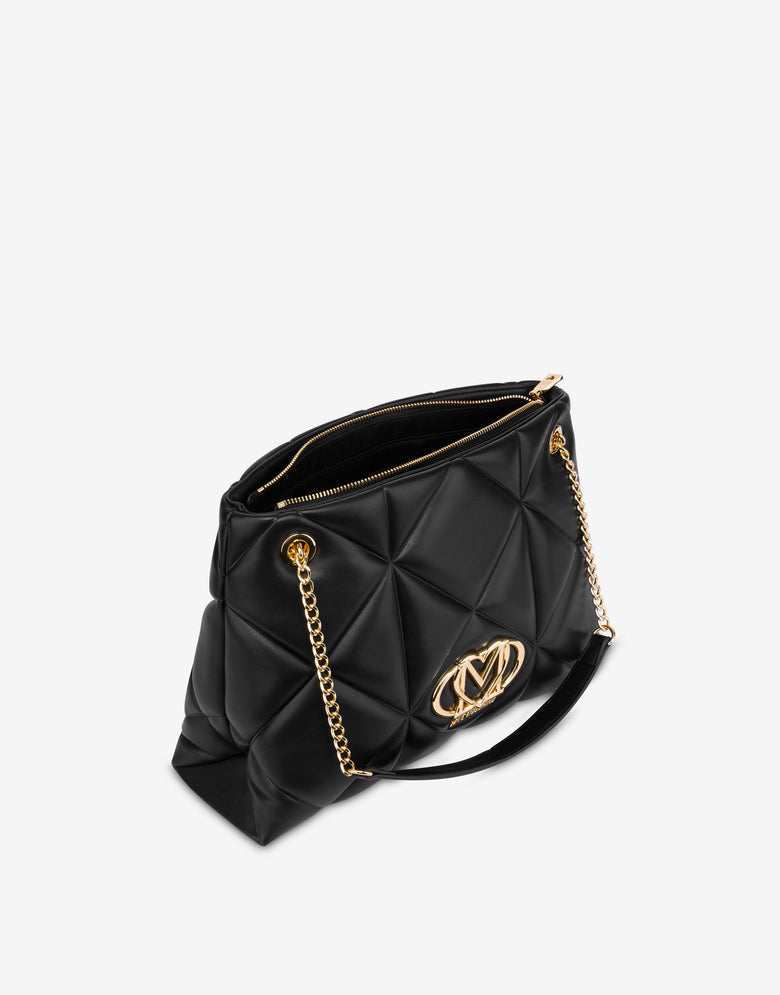 Quilted shopper bag Embossed Black Love Moschino 2