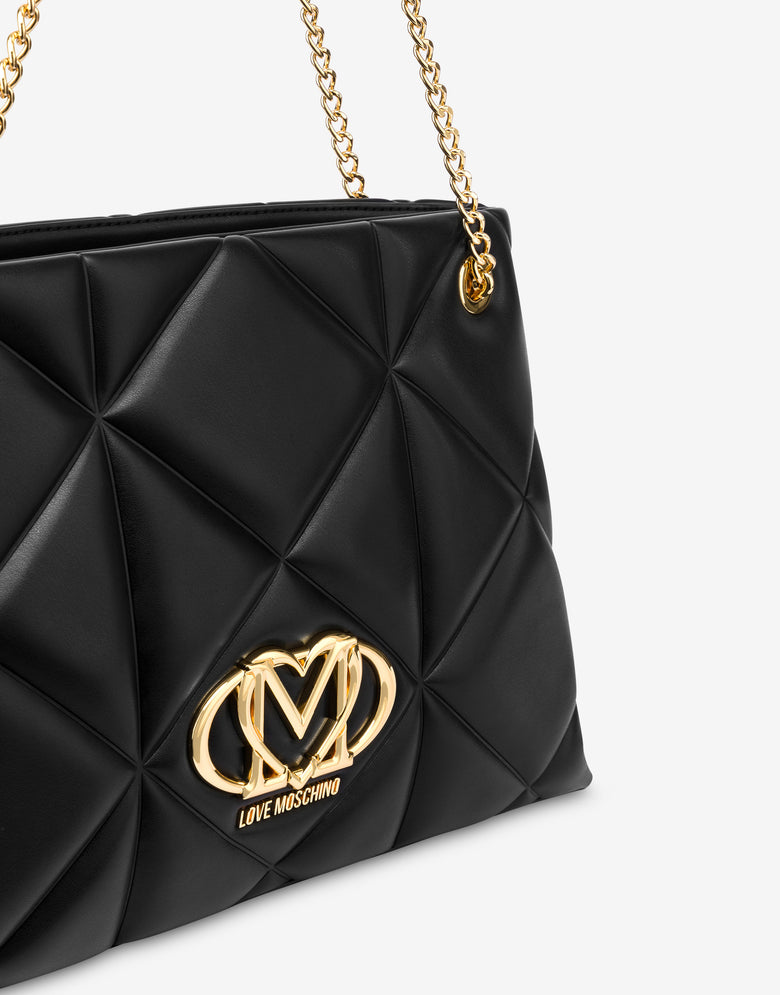 Quilted shopper bag Embossed Black Love Moschino 3