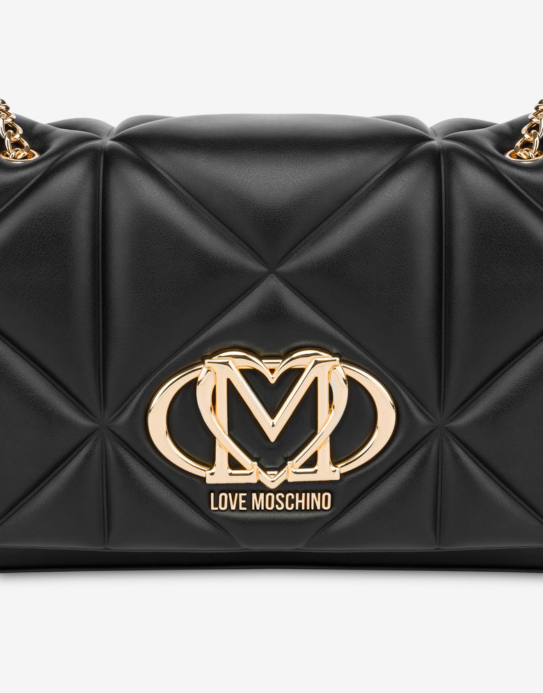Quilted shoulder bag Embossed Black Love Moschino 3