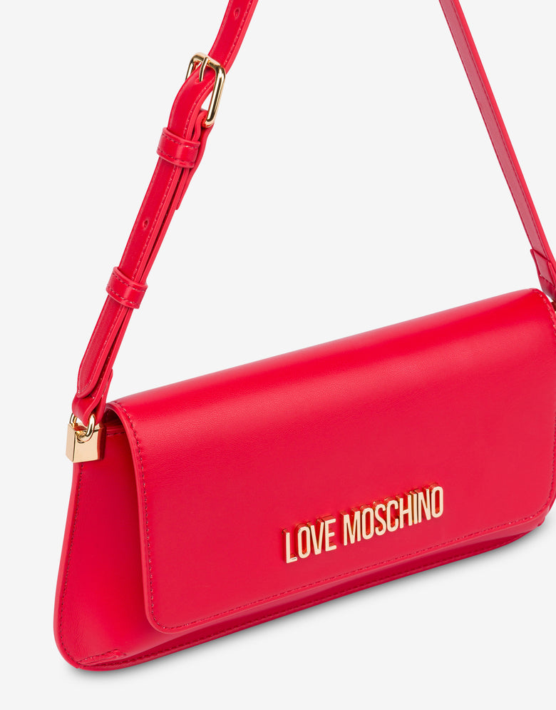 Flat shoulder bag Lettering Logo Red Love Moschino 3