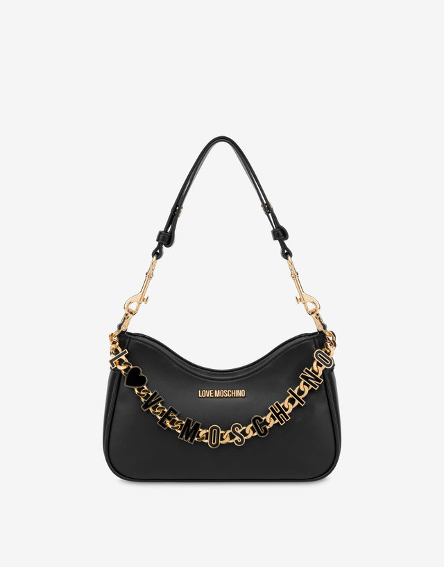Calfskin hobo bag Dangling Black Love Moschino 0