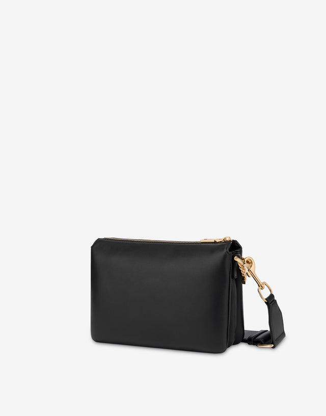 Calfskin crossbody bag Dangling Black Love Moschino 1
