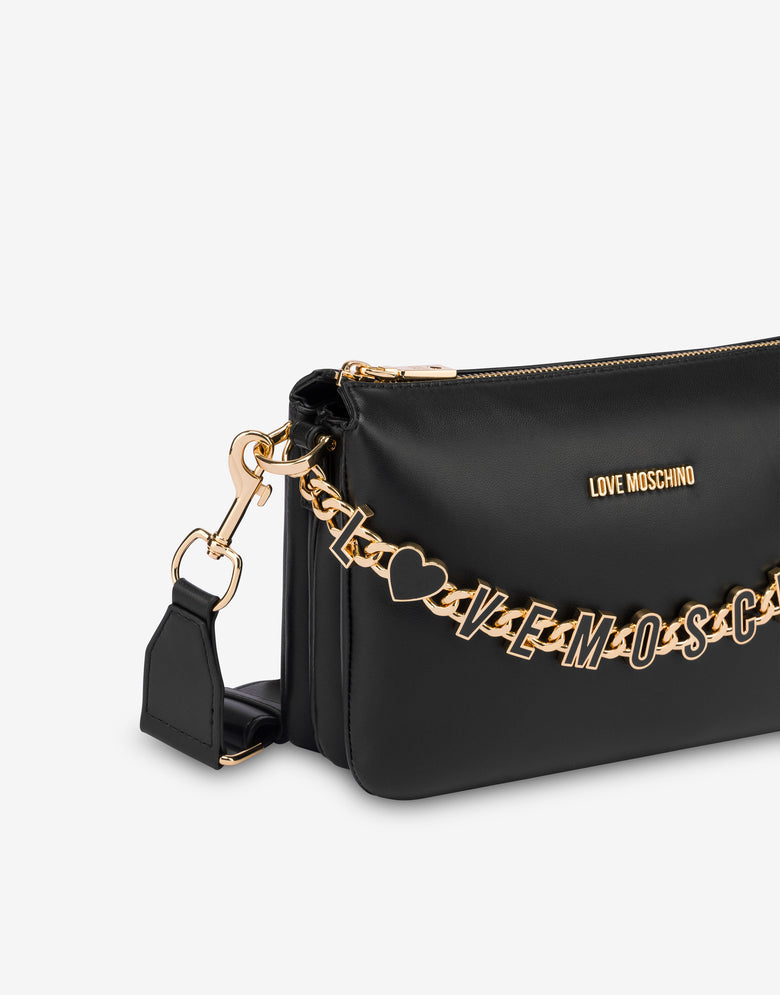 Calfskin crossbody bag Dangling Black Love Moschino 3