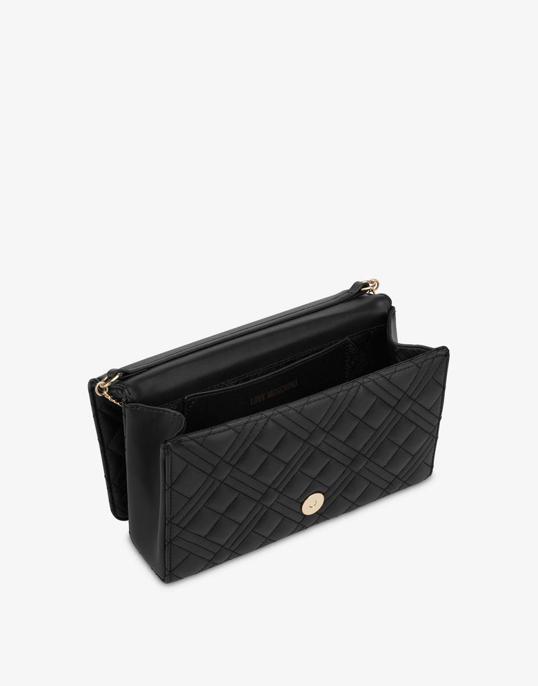 Shiny Quilted clutch Black Love Moschino 2